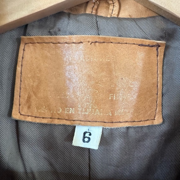 Vintage 70s Brown Leather Maxi Coat Chevron Stitching Retro Boho Womens XS - Picture 11 of 13